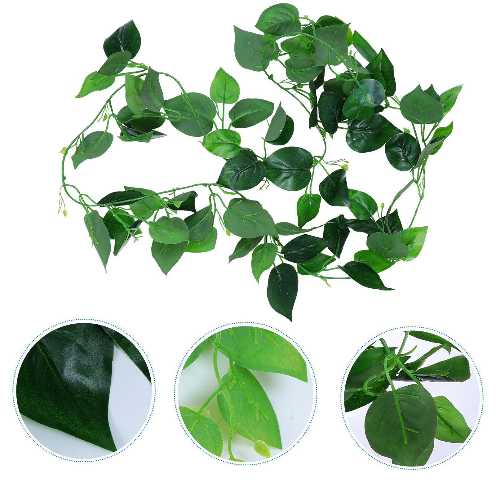 Aquarium Plant Vine - ใบไม้จำลองต้นไม้เลื้อยสำหรับตกแต่งตู้ปลา ตู้เลี้ยงสัตว์เลื้อยคลาน พร้อมจุกดูด ปลอดภัย เป็นมิตรกับสิ่งแวดล้อม