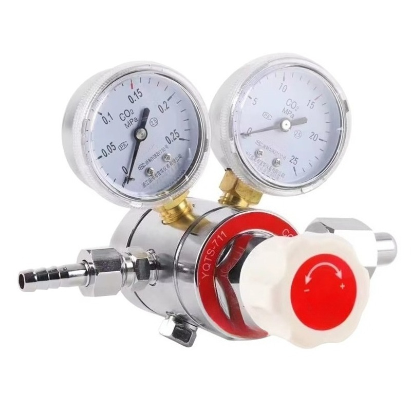 Co2 Regulator Dual Stage - พร้อมเกจวัดแรงดันคู่สำหรับก๊าซ CO2 วาล์วแรงดันทองเหลือง ตัวปรับแรงดัน CO2 แบบสองขั้นตอน