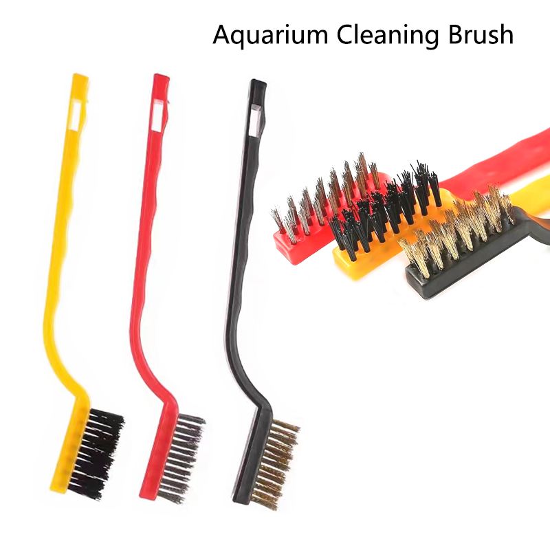 Planted Aquarium Cleaning - 15 ซม.แปรงลวดเหล็ก Aquarium สาหร่ายแปรงทําความสะอาดแปรงไนลอนทําความสะอาดตู้ปลาถังปลาคราบทําความสะอาดเครื่องมืออุปกรณ์เสริม 3 ชิ้น