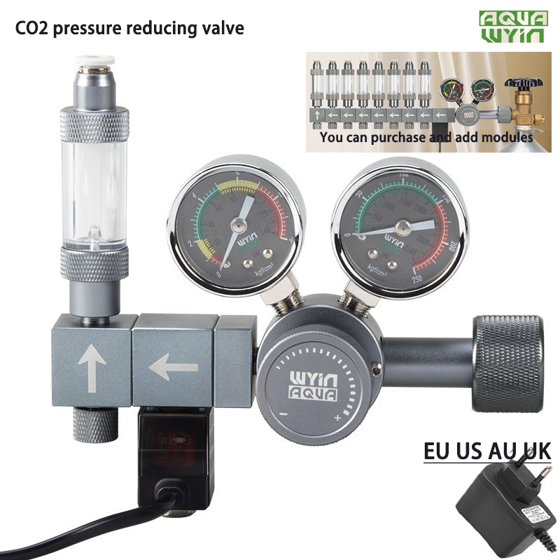Co2 Regulator Dual Stage - ชุดควบคุม CO2 สำหรับตู้ปลาแบบ DIY วาล์วปรับแรงดันแบบสองระดับ ตัวแยก
