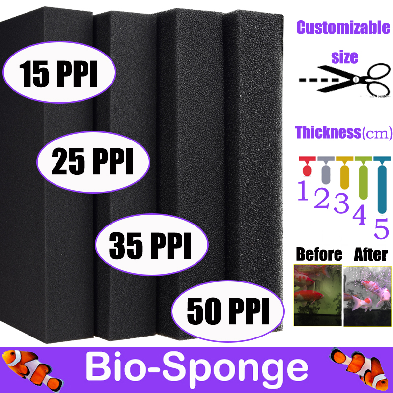 Aquarium Planted Filter - 15/25/35/50PPI Aquarium Biochemical Cotton Filter ปฏิบัติอุปกรณ์เสริมถังปลา