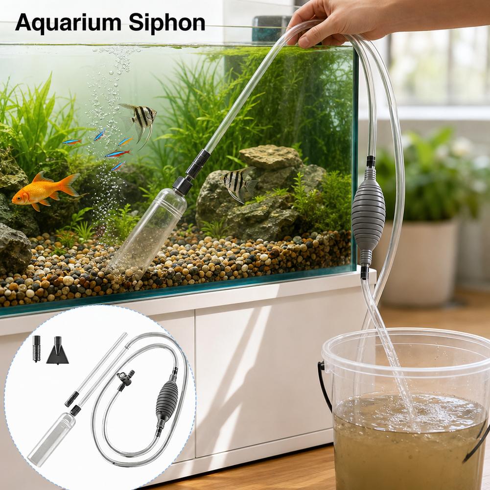 Planted Aquarium Cleaning - ชุดอุปกรณ์เปลี่ยนน้ำตู้ปลาแบบใช้มือ พร้อมท่อดูดตะกอน ทราย และของเสียจากปลา สำหรับทำความสะอาดตู้ปลา