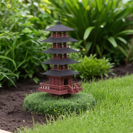 Aquarium Plant - Garden Aquarium Bonsai Decor MINI เจดีย์รูปปั้นจีนโบราณอาคาร