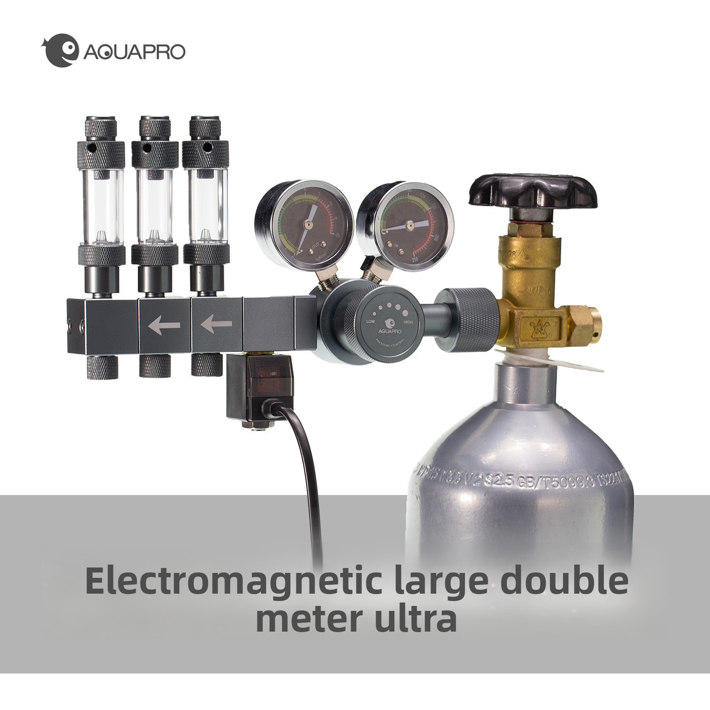 Co2 Regulator Dual Stage - AQUAPRO ตัวควบคุม CO2 แบบโซลินอยด์สองขั้นตอนระดับมืออาชีพ พร้อมเกจวัดคู่ -