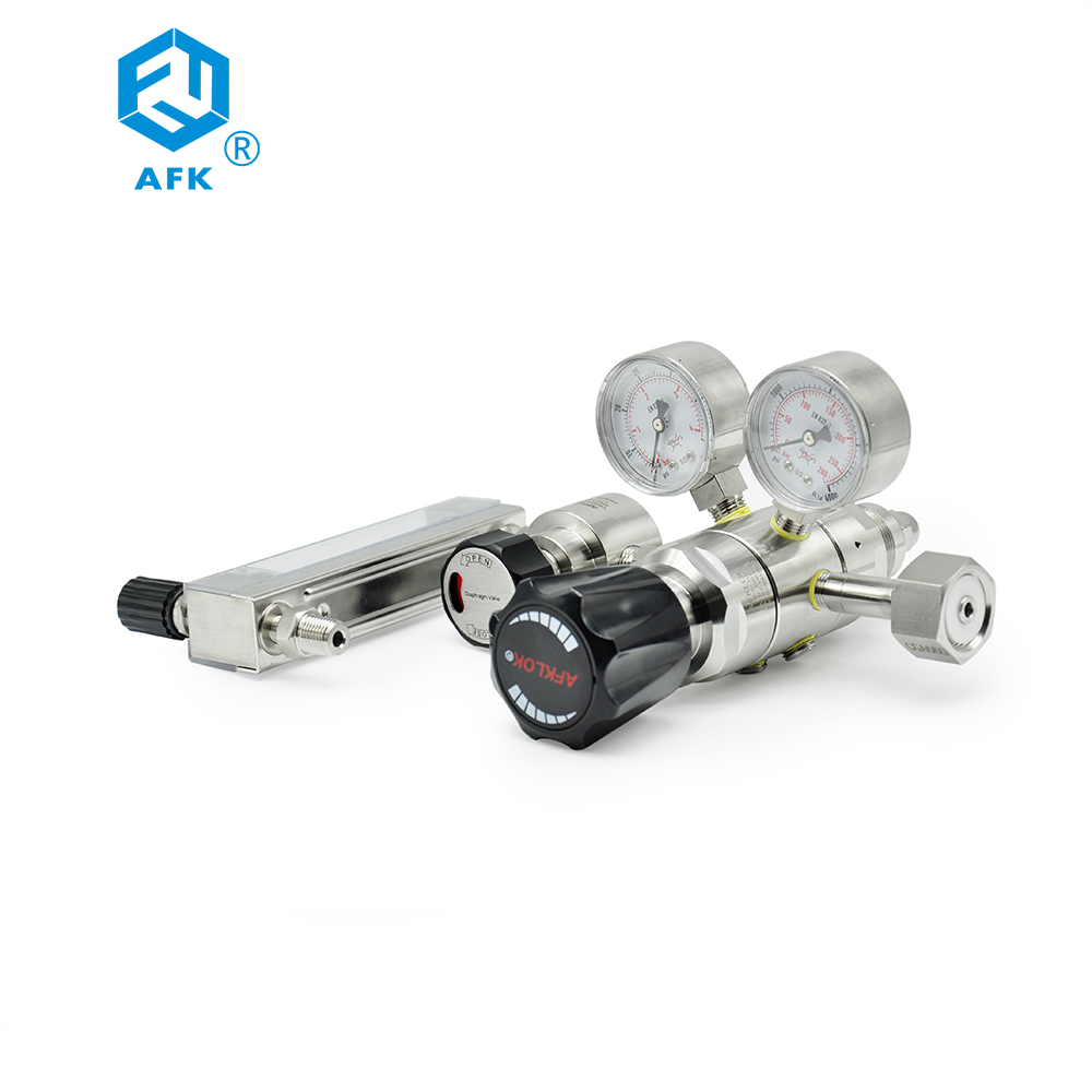 Co2 Regulator Dual Stage - ตัวปรับแรงดันก๊าซ CO2 แบบสองขั้นตอน พร้อมวาล์วไดอะแฟรม 4500psi และเครื่องวัดอัตราการไหล