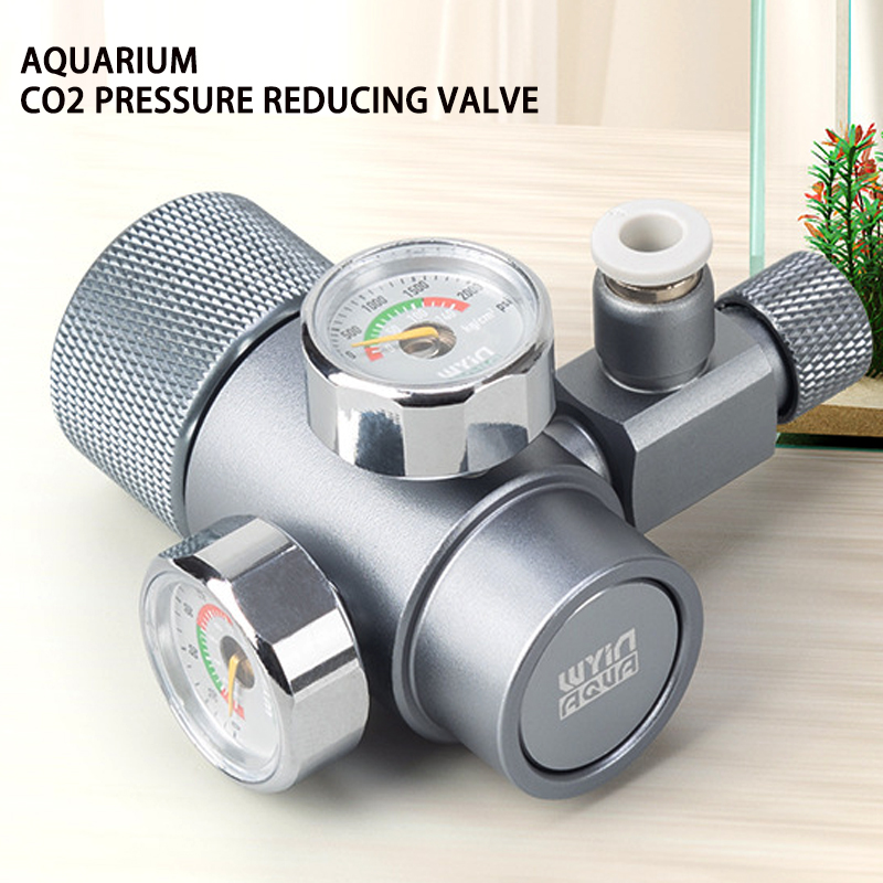 Co2 Regulator Dual Stage - ตัวควบคุม CO2 สำหรับตู้ปลา ทำจากอลูมิเนียมอัลลอย พร้อมเกจวัดแรงดันคู่ ข้อต่อแบบเสียบเร็ว